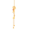 14K Ball Drop Sanai  Gold Pendant with Red Stone