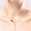 14K Ball Drop Sanai  Gold Pendant with Red Stone