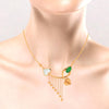 14K Gold  with Geen Stone Leafy Pendant