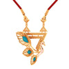 14K Gold Blue Coloured Centered Leaves with Swan Nacklace