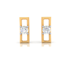 14K Rectangular Shape American Diamond and Gold Earrings with American Diamond studs