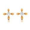 14K Gold Earrings with 4 Petal Floral Designed and American Diamond 