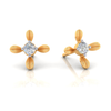 14K Gold Earrings with 4 Petal Floral Designed and American Diamond 