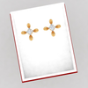 14K Gold Earrings with 4 Petal Floral Designed and American Diamond 