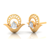 14K Double Circle Gold Earrings with American Diamonds