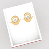 14K Double Circle Gold Earrings with American Diamonds