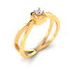 14K X Shape Gold Ring with American Diamond