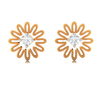 14K Elegent Floral Gold American Diamond Earrings