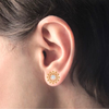 14K Elegent Floral Gold American Diamond Earrings