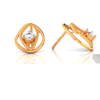 14K Oval Shaped Gold & American Diamond Earrings