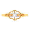 14K Floral Design Gold Ring with American Diamond