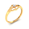 14K Floral Design Gold Ring with American Diamond