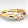 14K Floral Design Gold Ring with American Diamond