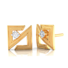 14K Abstruct Designed Gold Earrings with American Diamonds