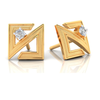 14K Abstruct Designed Gold Earrings with American Diamonds