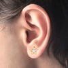 14K Floral Style American Diamonds and Gold Earrings