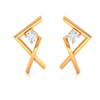 14K Criss-Cross Gold Earrings with American Diamonds