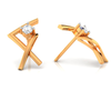 14K Criss-Cross Gold Earrings with American Diamonds