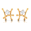 14K Fence style Gold Earrings with American Diamonds