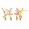 14K Fence style Gold Earrings with American Diamonds