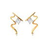 14K Wave Style Gold Earrings with American Diamonds