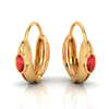 14K circular gold earrings with red stone 