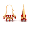 14K floral gold earrings with red stones 