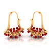 14K floral gold earrings with red stones 