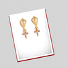 14K dainty earrings with leafy design and a rose gold flower