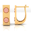 14K rectangular shaped gold earrings with two rose gold dot