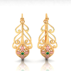 14K dainty earrings with unique design and rose gold floral motif