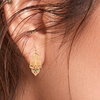 14K dainty earrings with unique design and rose gold floral motif