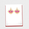 14K minimal gold earrings with butterfly design and purple, red stone