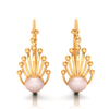 14K gold earrings with very distinct design and a spherical bead in between