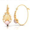 14K gold earrings with very distinct design and a spherical bead in between