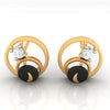 14k (585) Gold Earrings With Orbital Design And Black Meena