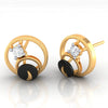 14k (585) Gold Earrings With Orbital Design And Black Meena