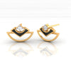 14k (585) Gold Earrings Geometric Studs With Black Meena And  Embedded Stones