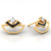 14k (585) Gold Earrings Geometric Studs With Black Meena And  Embedded Stones