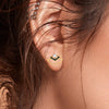 14k (585) Gold Earrings Geometric Studs With Black Meena And  Embedded Stones