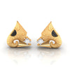 14k (585) Gold Earrings Elephant Trunk Studs With Black Meena And Embedded Stones