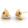 14k (585) Gold Earrings Elephant Trunk Studs With Black Meena And Embedded Stones