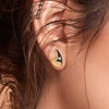 14k (585) Gold Earrings Ship Sail Studs With Black Meena And Embedded Stones