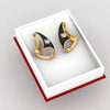 14k (585) Gold Earrings Ship Sail Studs With Black Meena And Embedded Stones