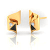 14k (585) Gold Earrings Curved Triangle Studs With Black Meena And Embedded Stones