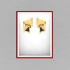 14k (585) Gold Earrings Curved Triangle Studs With Black Meena And Embedded Stones