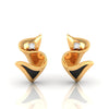 14k (585) Gold Earrings Swirling Floral Studs With Black Meena And Embedded Stones