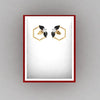 14k (585) Gold Earrings Hexagonal Floral Studs With Black Meena And Embedded Stones