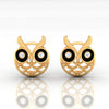 14k (585) Gold Earrings Owl Studs With Black Meena And Embedded Stones