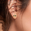 14k (585) Gold Earrings Owl Studs With Black Meena And Embedded Stones